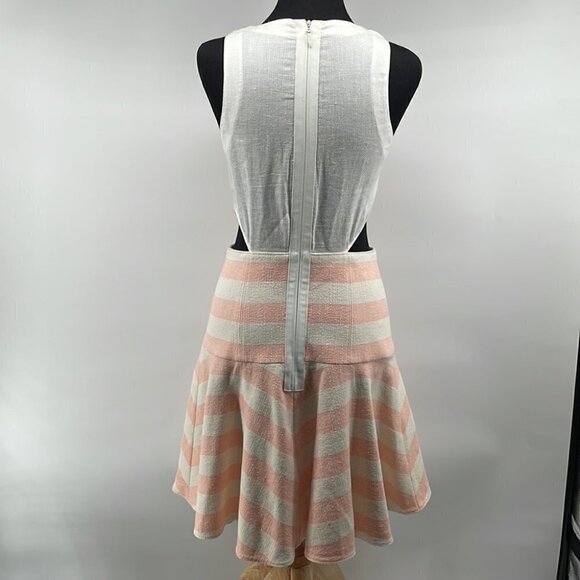 Tibi Revolve Blanket Stripe Dress In Pale Blush Linen Blend Preppy Barbie Sz 4 - Picture 14 of 15